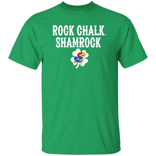Kansas Jayhawks Rock Chalk Shamrock St Patrick’s Day Green T Shirt Tits Mcgee