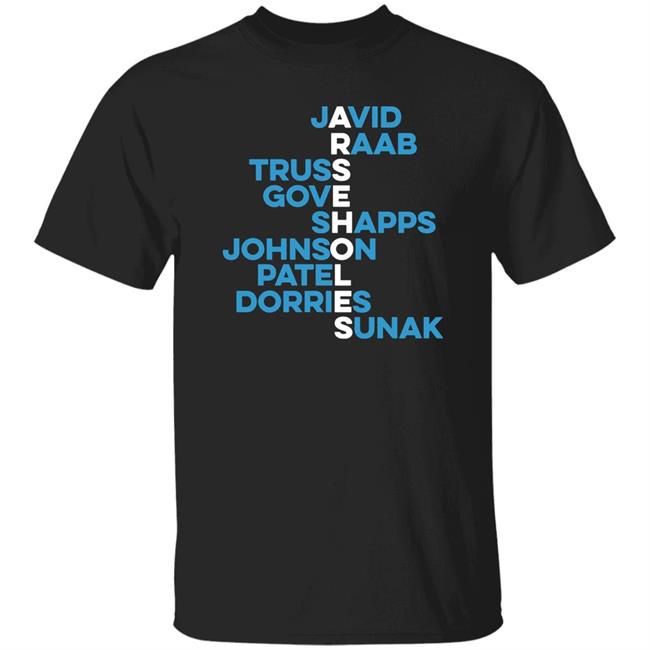 Javid Raab Truss Gove Shapps Johnson Patel Dorries Sunak Shirt NewsThump Store A Cabinet Of Arseholes T Shirt