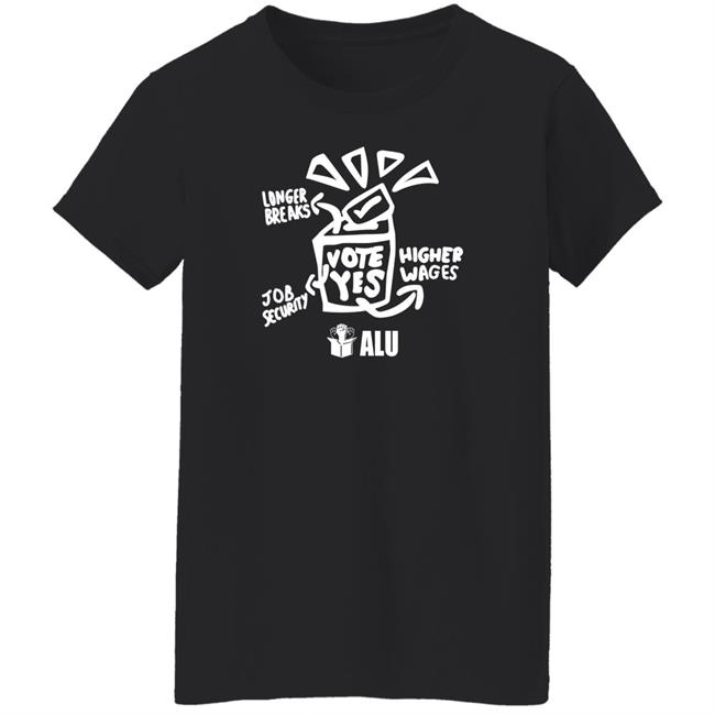 Alu Vote Yes Shirt Longer Breaks Job Security Higher Wages Alu Vote Yes Shirt Lion Tristan Alu Vote Yes Shirt Longer Breaks Job Security Higher Wages Alu Vote Yes Shirt Lion Tristan