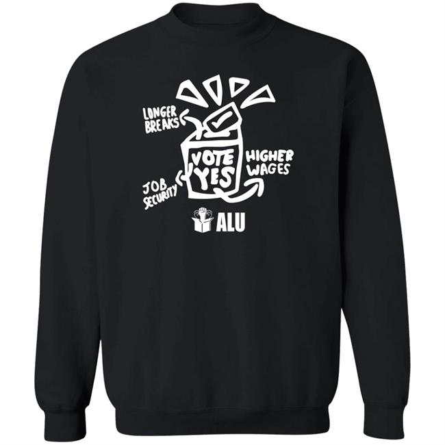 Alu Vote Yes Shirt Longer Breaks Job Security Higher Wages Alu Vote Yes Shirt Lion Tristan Alu Vote Yes Shirt Longer Breaks Job Security Higher Wages Alu Vote Yes Shirt Lion Tristan