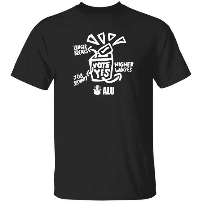 Alu Vote Yes Shirt Longer Breaks Job Security Higher Wages Alu Vote Yes Shirt Lion Tristan Alu Vote Yes Shirt Longer Breaks Job Security Higher Wages Alu Vote Yes Shirt Lion Tristan