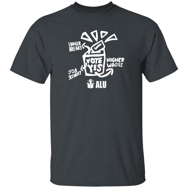 Alu Vote Yes Shirt Longer Breaks Job Security Higher Wages Alu Vote Yes Shirt Lion Tristan Alu Vote Yes Shirt Longer Breaks Job Security Higher Wages Alu Vote Yes Shirt Lion Tristan
