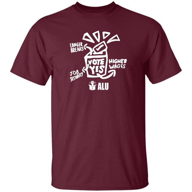 Alu Vote Yes Shirt Longer Breaks Job Security Higher Wages Alu Vote Yes Shirt Lion Tristan Alu Vote Yes Shirt Longer Breaks Job Security Higher Wages Alu Vote Yes Shirt Lion Tristan
