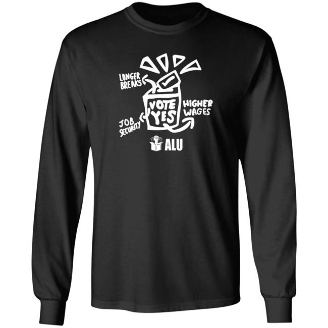 Alu Vote Yes Shirt Longer Breaks Job Security Higher Wages Alu Vote Yes Shirt Lion Tristan Alu Vote Yes Shirt Longer Breaks Job Security Higher Wages Alu Vote Yes Shirt Lion Tristan