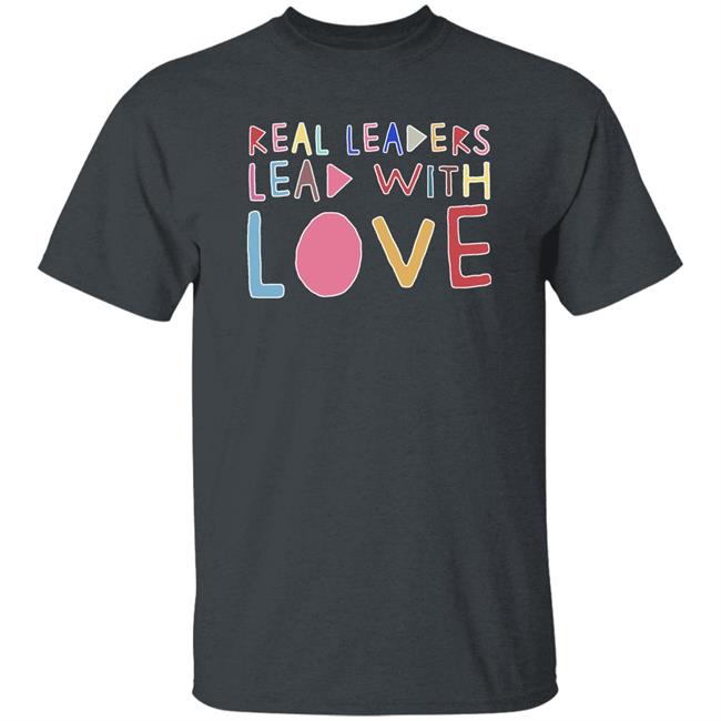 Kamala Harris And Douglas Emhoff Wearing Real Leaders Lead With Love Pride 2022 Shirt