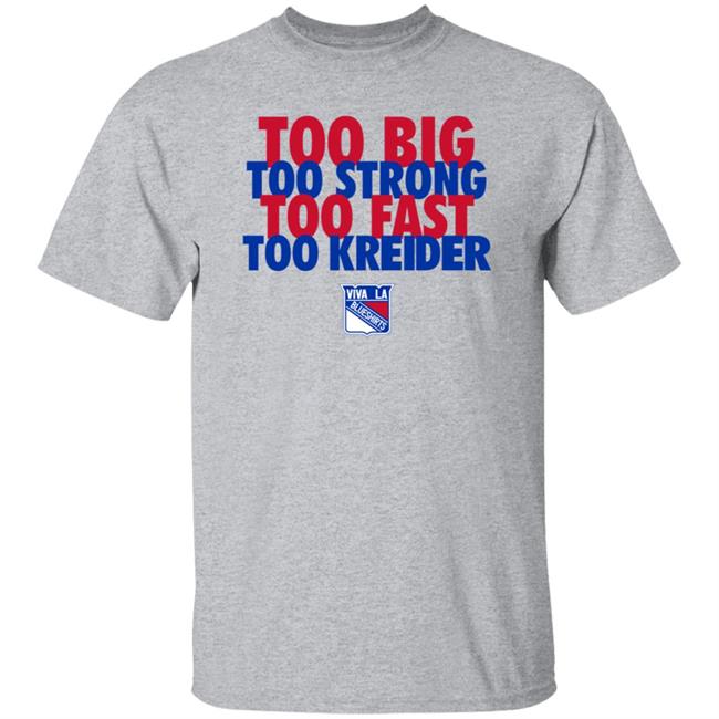 Michael Gismondi Too Big Too Strong Too Fast To Kreider Shirt Barstoolsports Merch