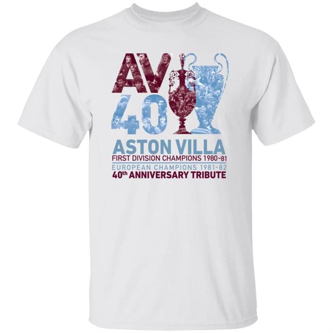 Dennis Mortimer Av 40 Double Champions Exclusive Crew Neck Shirt Av40 Tribute Merch