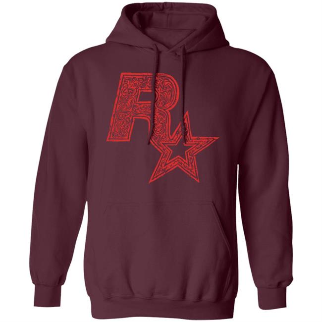 Red On Black Linocut Rockstar Game Logo T Shirt Hoodie Sweatshirt Red On Black Linocut Rockstar Game Logo T Shirt Hoodie Sweatshirt