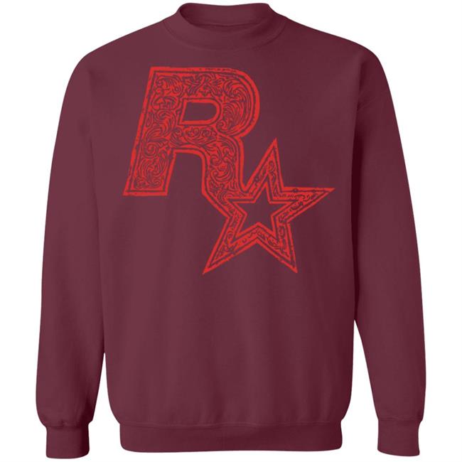 Red On Black Linocut Rockstar Game Logo T Shirt Hoodie Sweatshirt Red On Black Linocut Rockstar Game Logo T Shirt Hoodie Sweatshirt