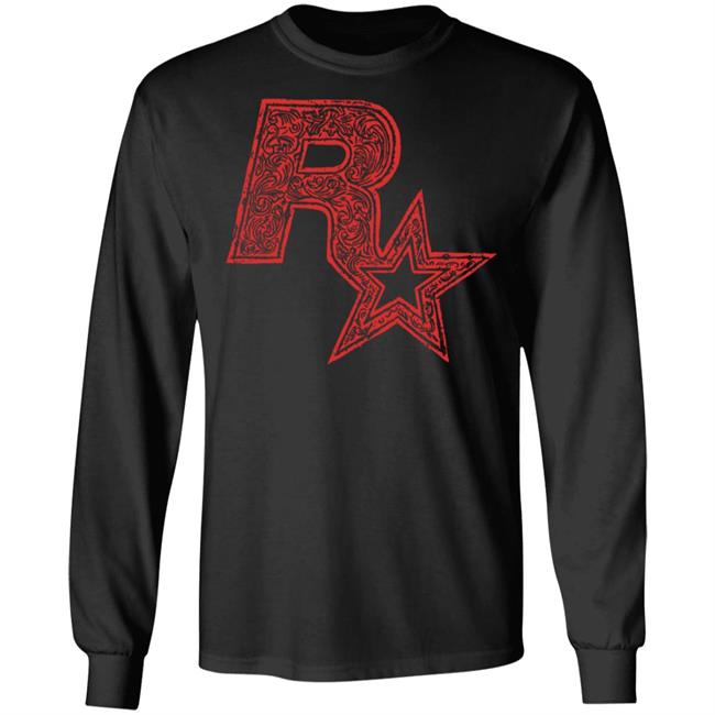 Red On Black Linocut Rockstar Game Logo T Shirt Hoodie Sweatshirt Red On Black Linocut Rockstar Game Logo T Shirt Hoodie Sweatshirt