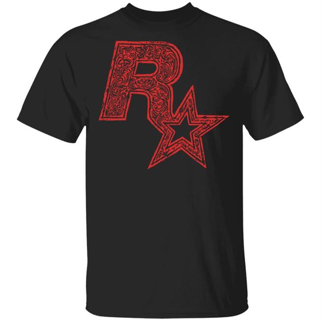 Red On Black Linocut Rockstar Game Logo T Shirt Hoodie Sweatshirt