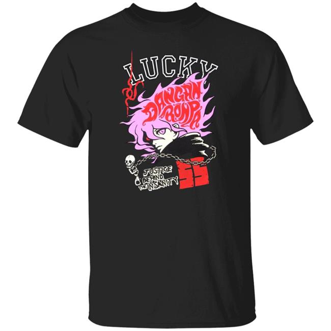 Lucky Dangan Ponpa Justice Behind The Insanity Shirt Porky Zine Zone Ultimate Lucky Nagito Komaeda Pink Shirt