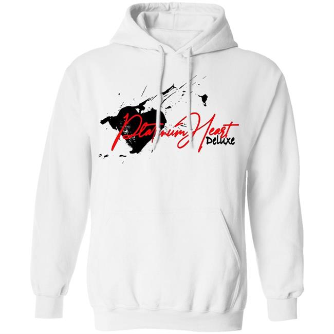 PLATINUM HEART SPLATTER WHITE T SHIRT White Hoodie Sweatshirt PLATINUM HEART SPLATTER WHITE T SHIRT White Hoodie Sweatshirt
