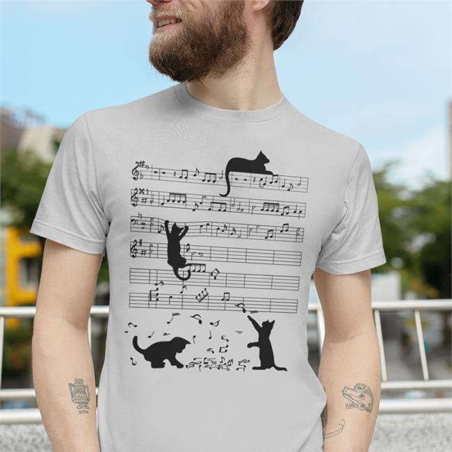 Cute Cat Kitty Playing Music Note Clef Musician Art T Shirts Preston Lanier