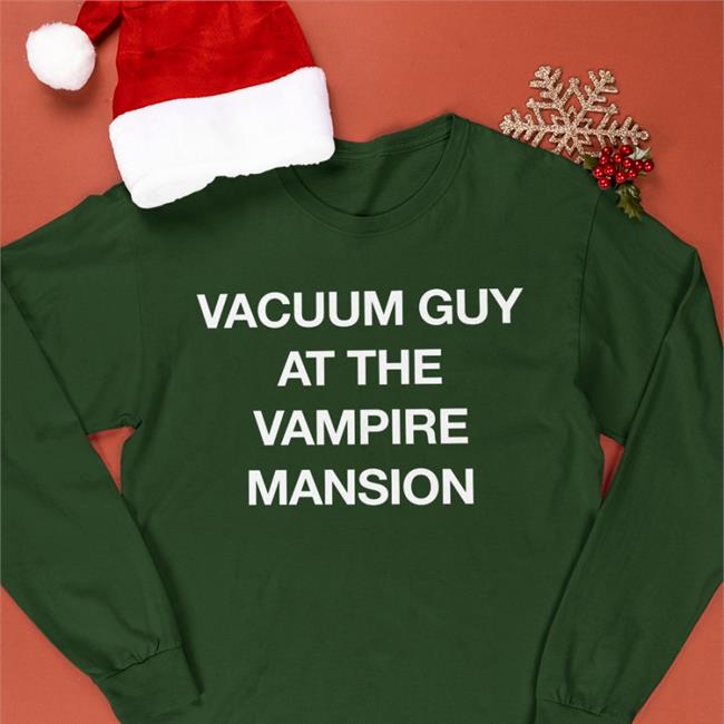 Bigwormer Vacuum Guy At The Vampire Mansion Long Sleeve Tee Shirt