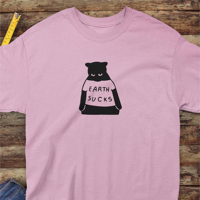 Poorly Drawn Cats Cat Earth Sucks Long Sleeve Tee White