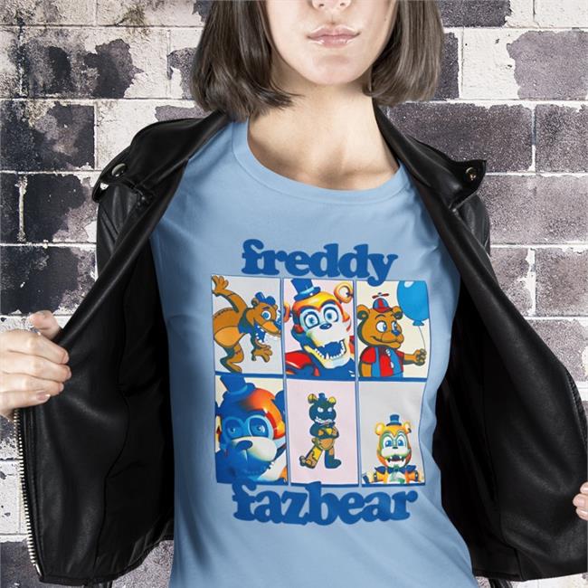 Hot Topic Five Nights At Freddy's Freddy Fazbear Grid Boyfriend Fit Girls Shirt Jonnyblox