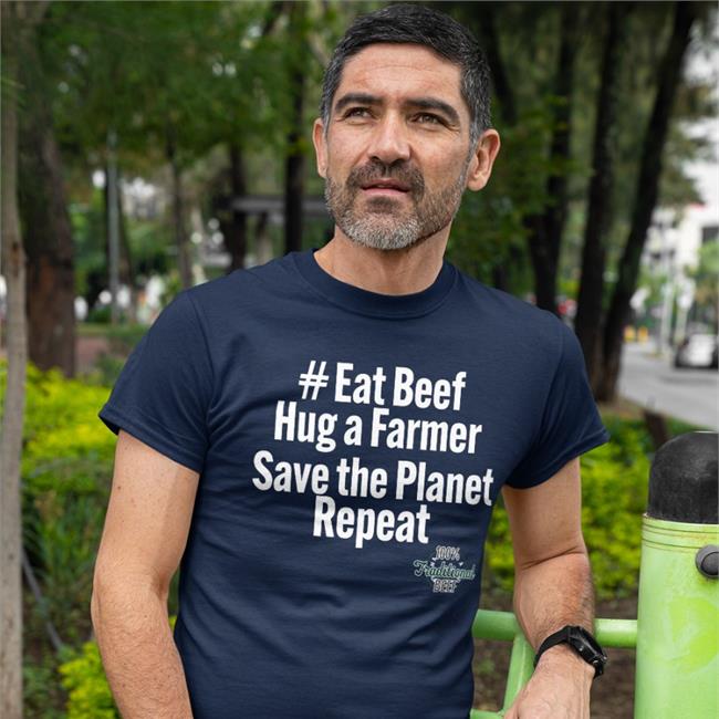 Eat Beef Hug A Farmer Save The Planet Repeat T Shirt