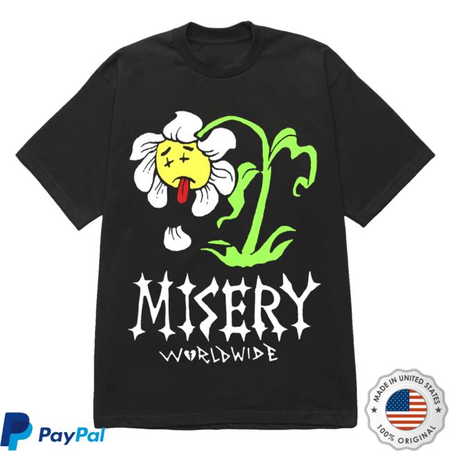 Official Misery Worldwide Misery Worldwide Dead Flower Graphic Print Black T Shirt