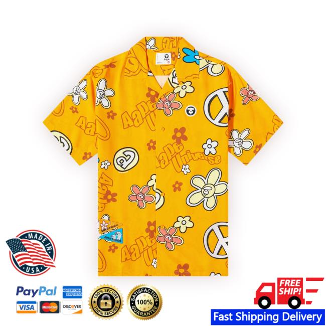 Men's Aape & Peace Vacation Shirt In Orange Tee