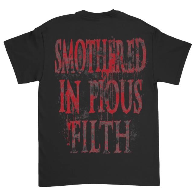 Official Indiemerchstore Merch Ov Sulfur Smothered In Pious Filth Funny Shirt