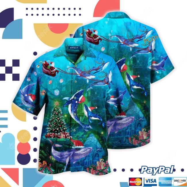 Whales Sea Christmas Hawaiian Shirt Mens Christmas Hawaiian Shirt