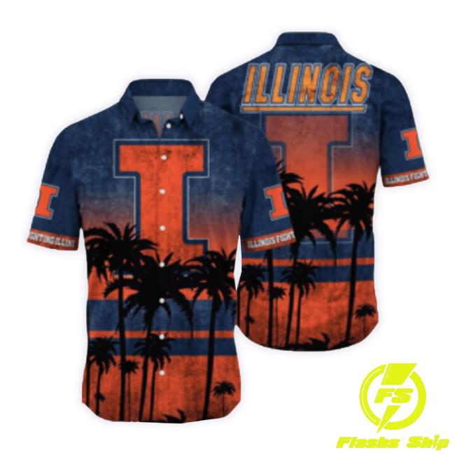 Official Illinois Fighting Illini Logo Coconut Tropical Hawaiian Unisex Sweatshirt Beach Gift For Fans