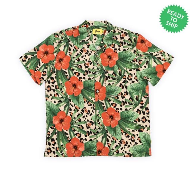 Duvindesign Cat Floral Leisure Stretch Buttonup Tee