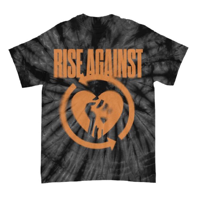 Trending Artist First Merch Store Rise Against Blurred Heart Fist Dyed Long Sleeve Tee (Spider Black)Artistfirst Shop