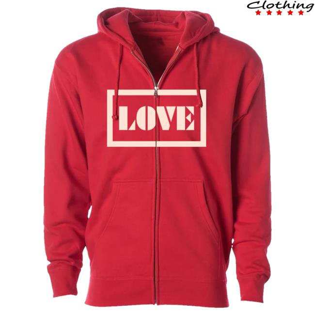 Common & John Legend Merch Store John Legend Love Zip Up Hooded Sweatshirt Red JohnLegend Shop