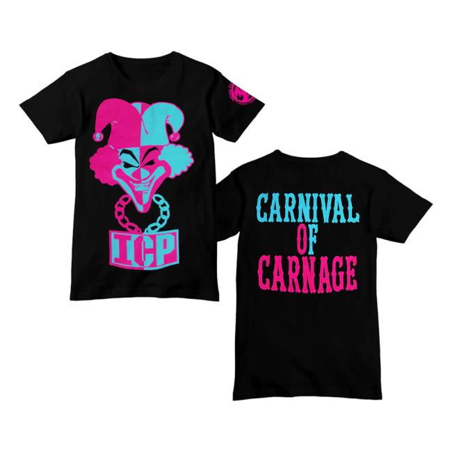 Official Icp Merch Clothing Store Insane Clown Posse Carnival Of Carnage Black T-Shirt