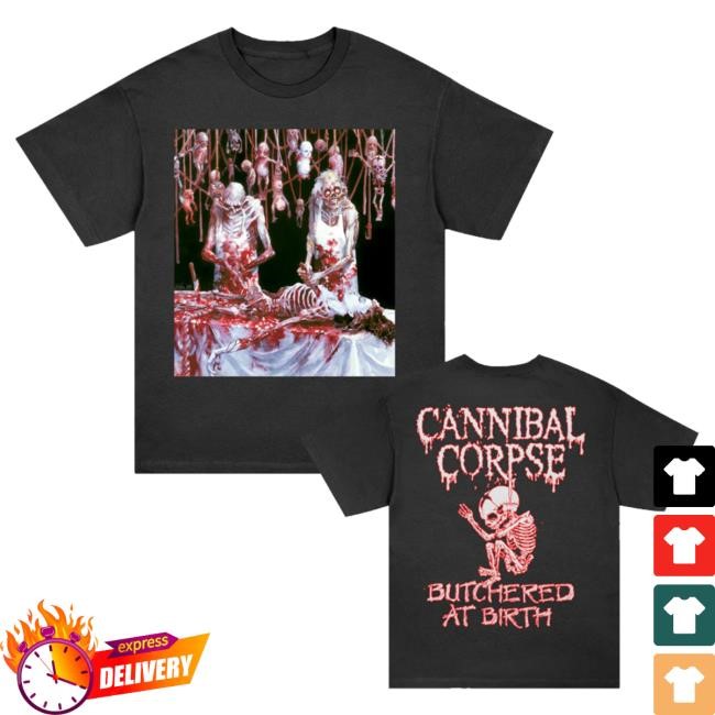 Cannibal Corpse Merch Butchered At Birth Poster T-Shirt (Black) Funny Shirt