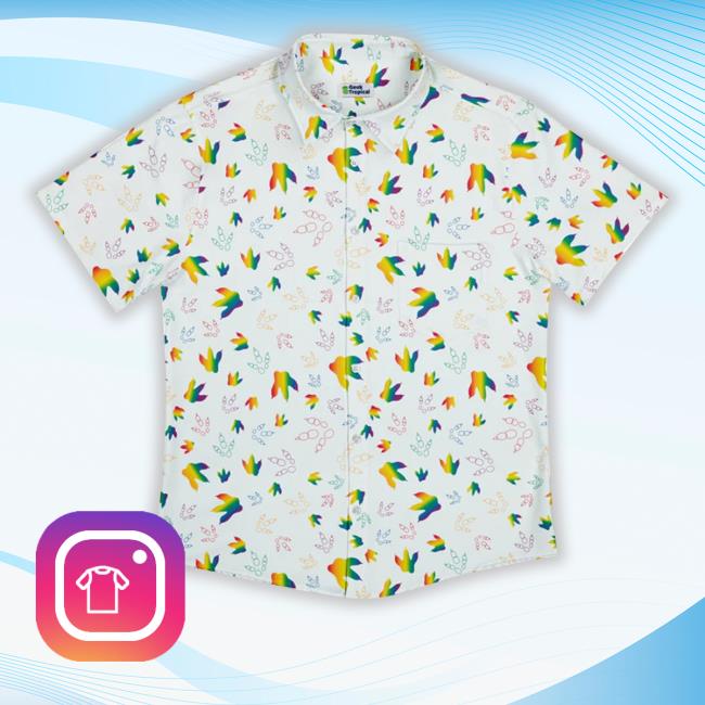 Dinosaur Footprints Rainbow Button Up Shirt
