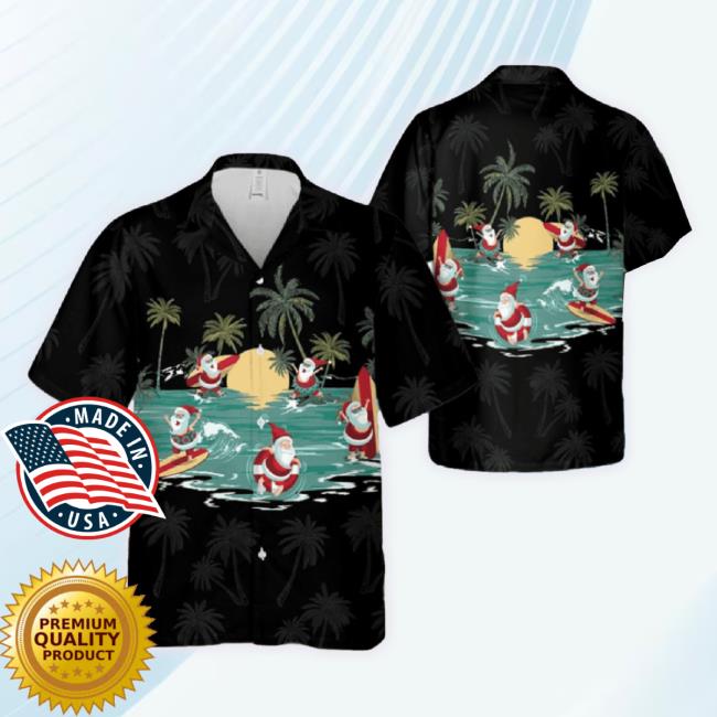 Official Santa Claus Hawaiian Shirt Christmas Aloha Hawaiian Long Sleeve Tee
