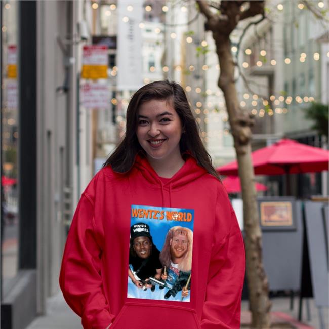 Annie Agar Wearing Wentz's World Tee Shirt