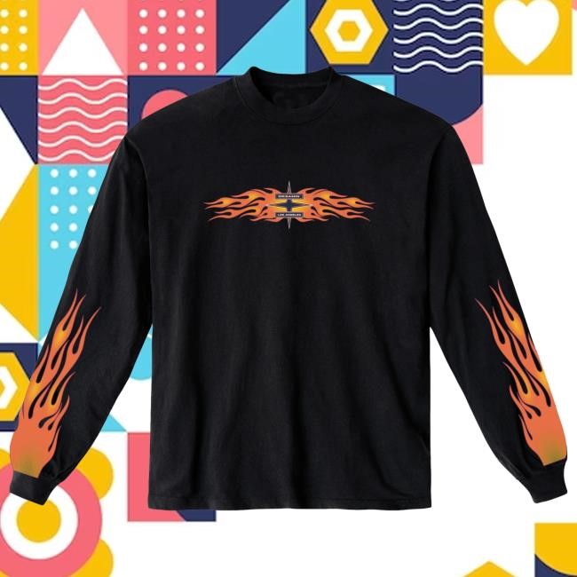 Official Dr3amin Clothing Merch Store Flames Long Sleeve (Black) Hoodie