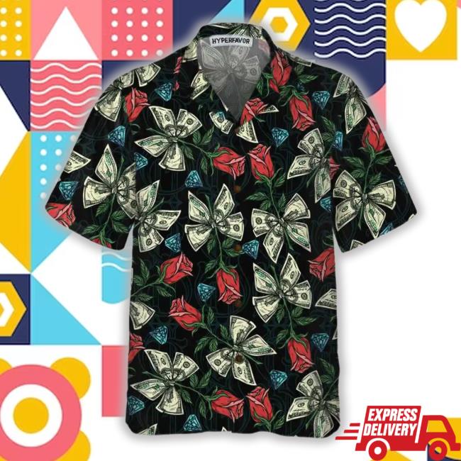 Money Colorful Vintage Seamless Pattern With Diamonds Dollar Hawaiian Tee