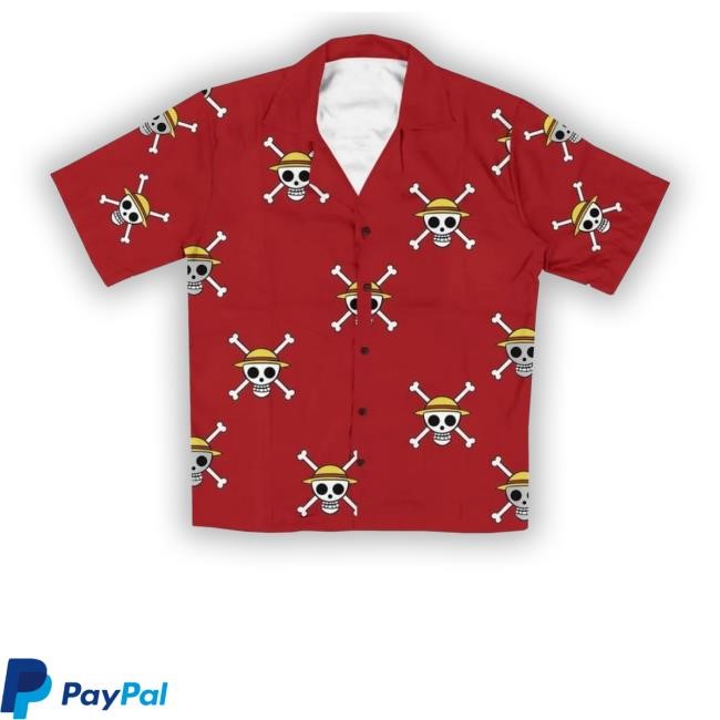 One Piece Hawaiian Luffy Straw Hat Pirates Jolly Roger Hawaiian T Shirts