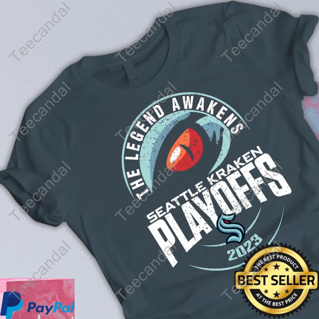 Buoy Wearing The Legend Awakens Seattle Kraken Playoffs 2023 T-Shirt, Hoodie, Tank Top, Sweater And Long Sleeve T-Shirt