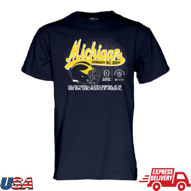 Official Mden Shop Blue84 University Of Michigan Football 2024 Rose Bowl Game Navy Shirts M Den Merch Store