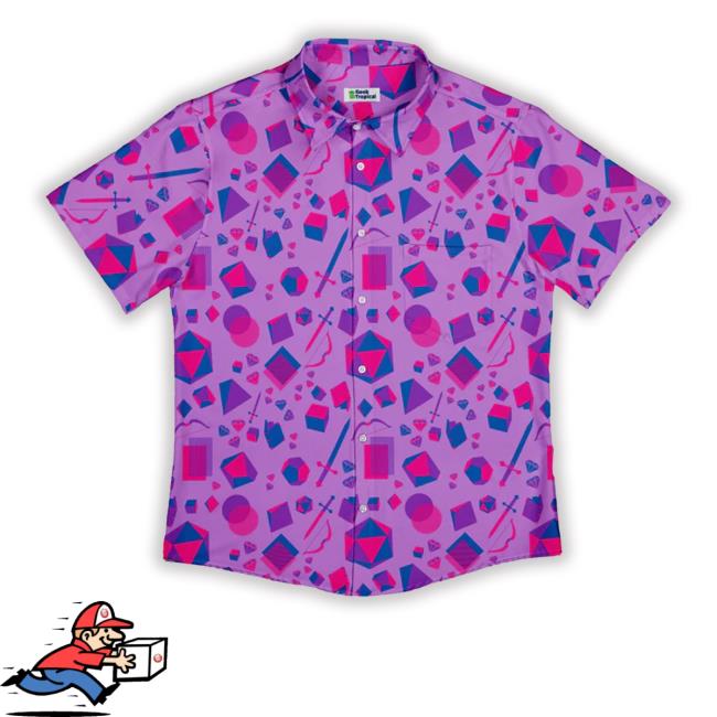 Geektropical Merch Pink Blue And Bisexual Colors Tabletop Rpg Items Dnd Button Up T Shirt
