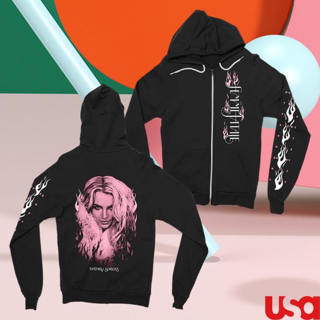 Official Britney Spears Apparel Clothing Merch Store Femme Fatale Zip Up Hooded Sweatshirt BritneySpears Shop