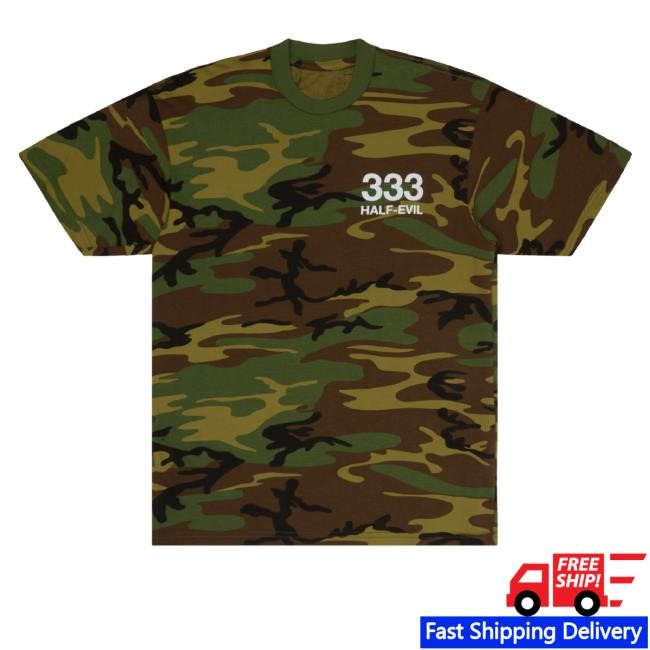Official Half Evil Merch Woodland Camo Logo New Shirt