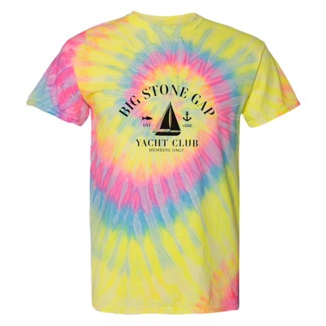 Official Hometown Apparel Clothing Merch Big Stone Gap Virginia Yacht Club Tie-Dye Top Shirt XL - 5XL Tie Dye Dayglo