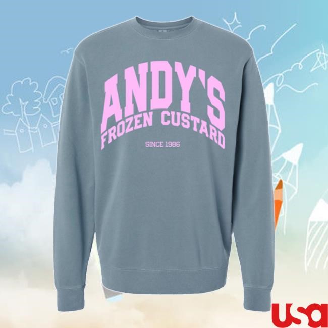 Andy's Collegiate Crewneck Sweatshirt - Slate Blue Tee