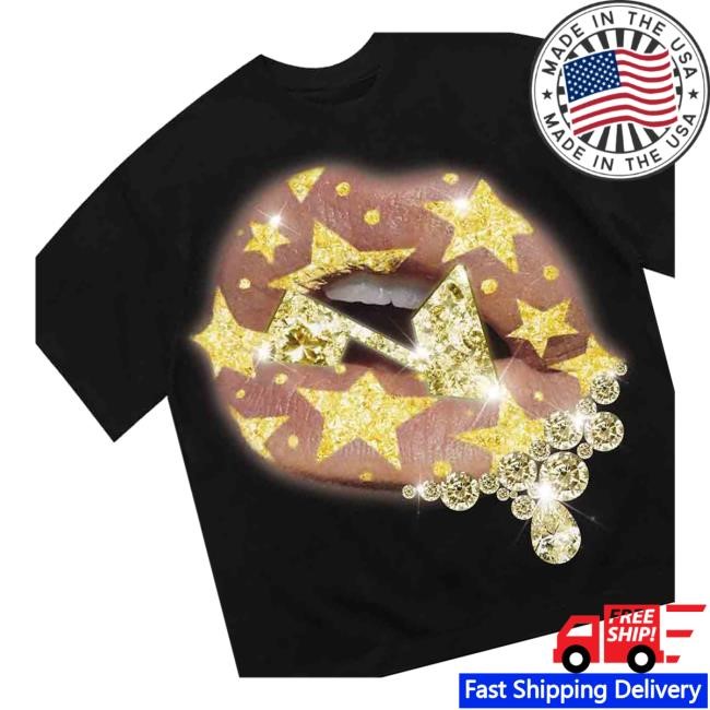 Official Noissey Gold Star Shimmering Lip Print Funny Shirt