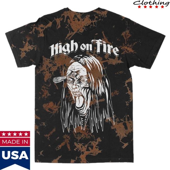 Official Deathwish Inc Merch High On Fire Can You See Me Now Bleach Wash Crewneck Sweatshirt